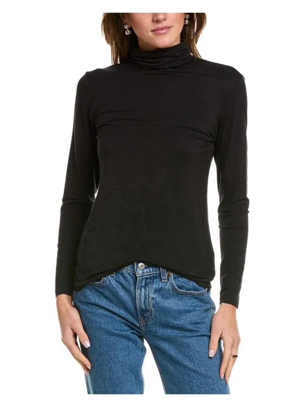Jones New York womens Mock Neck Top, Size L, Black MSRP $60 - Picture 3 of 3